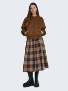 Check patterned belted skirt