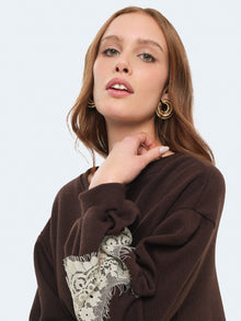 Abito in felpa con inserti in pizzo