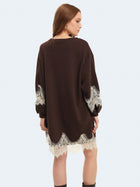 Abito in felpa con inserti in pizzo