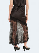 Gonna in raso con inserti in pizzo