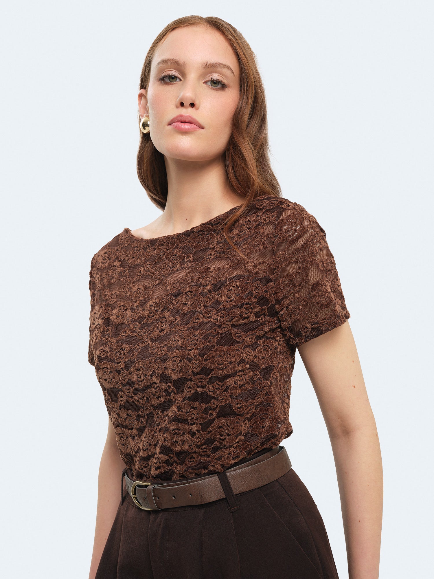 Maglia a maniche corte in pizzo