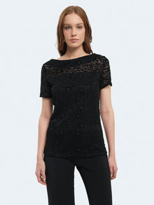 Maglia a maniche corte in pizzo