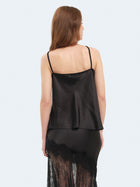 Top in raso con inserti in pizzo