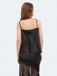 Top in raso con inserti in pizzo