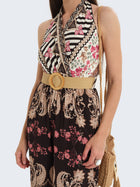 Tuta con scollo halter e cintura