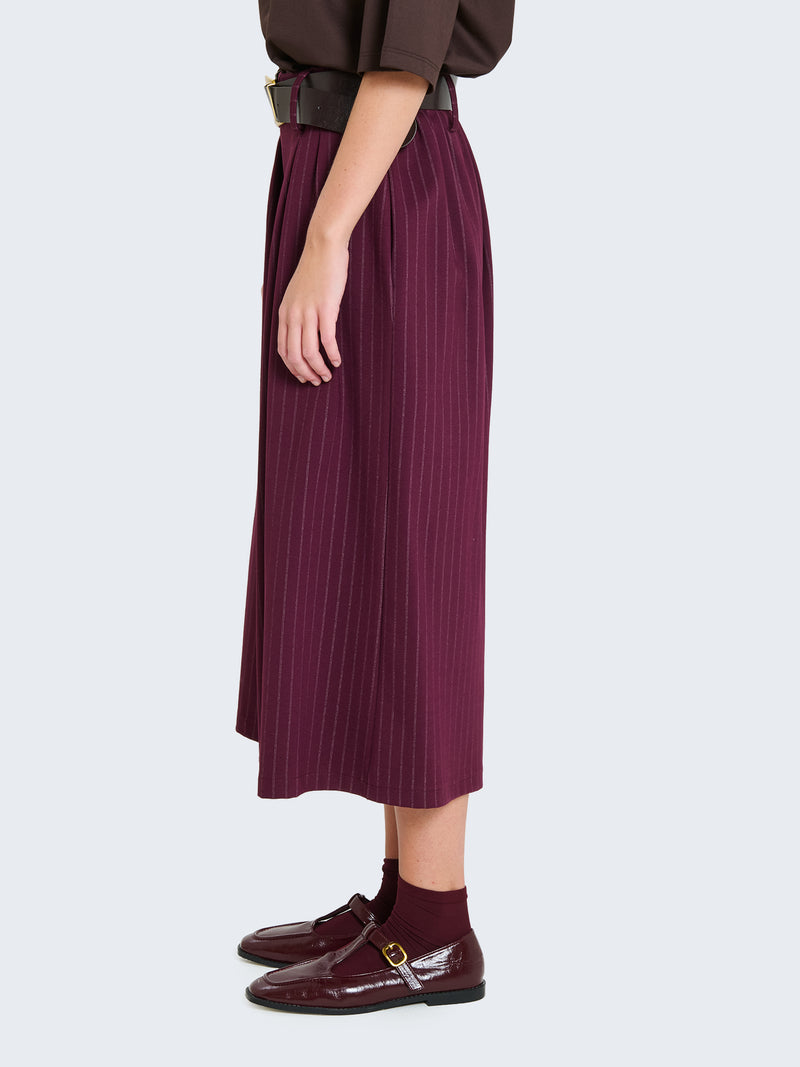 Pantaloni culotte gessati con cintura