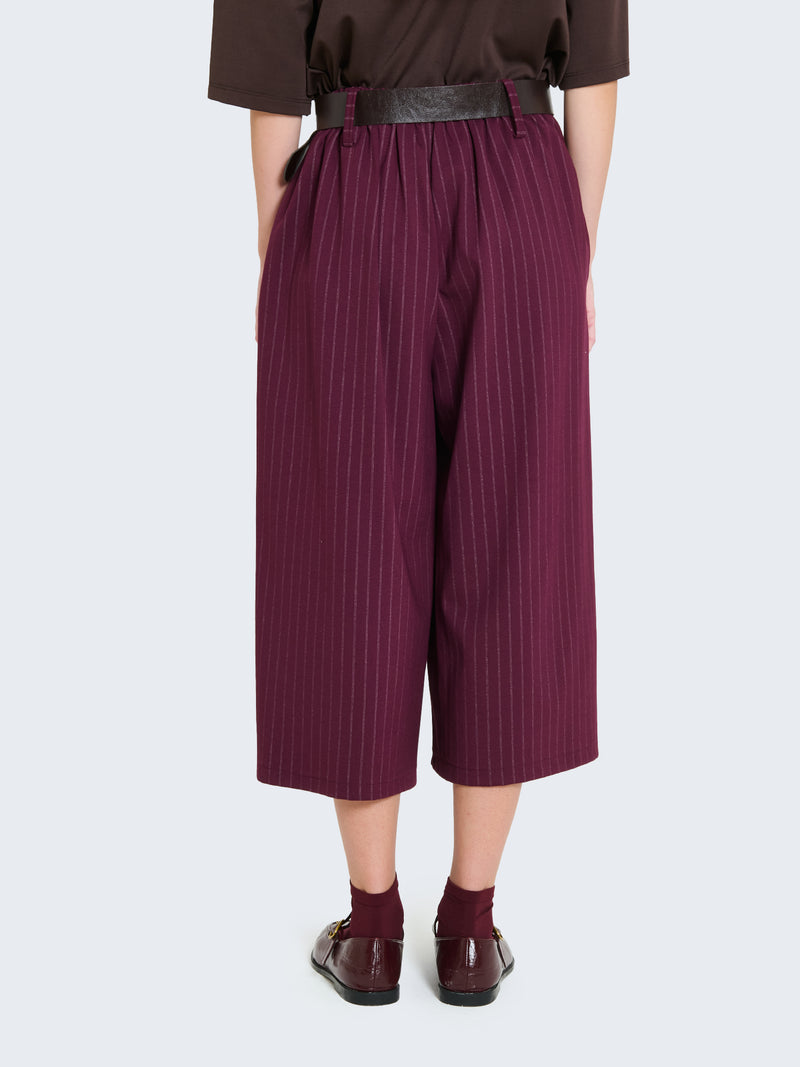 Pantaloni culotte gessati con cintura