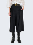 Pantaloni culotte gessati con cintura