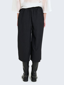 Pantaloni culotte gessati con cintura