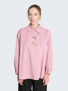 Camicia popeline con bottoni gioiello