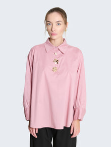 Camicia popeline con bottoni gioiello