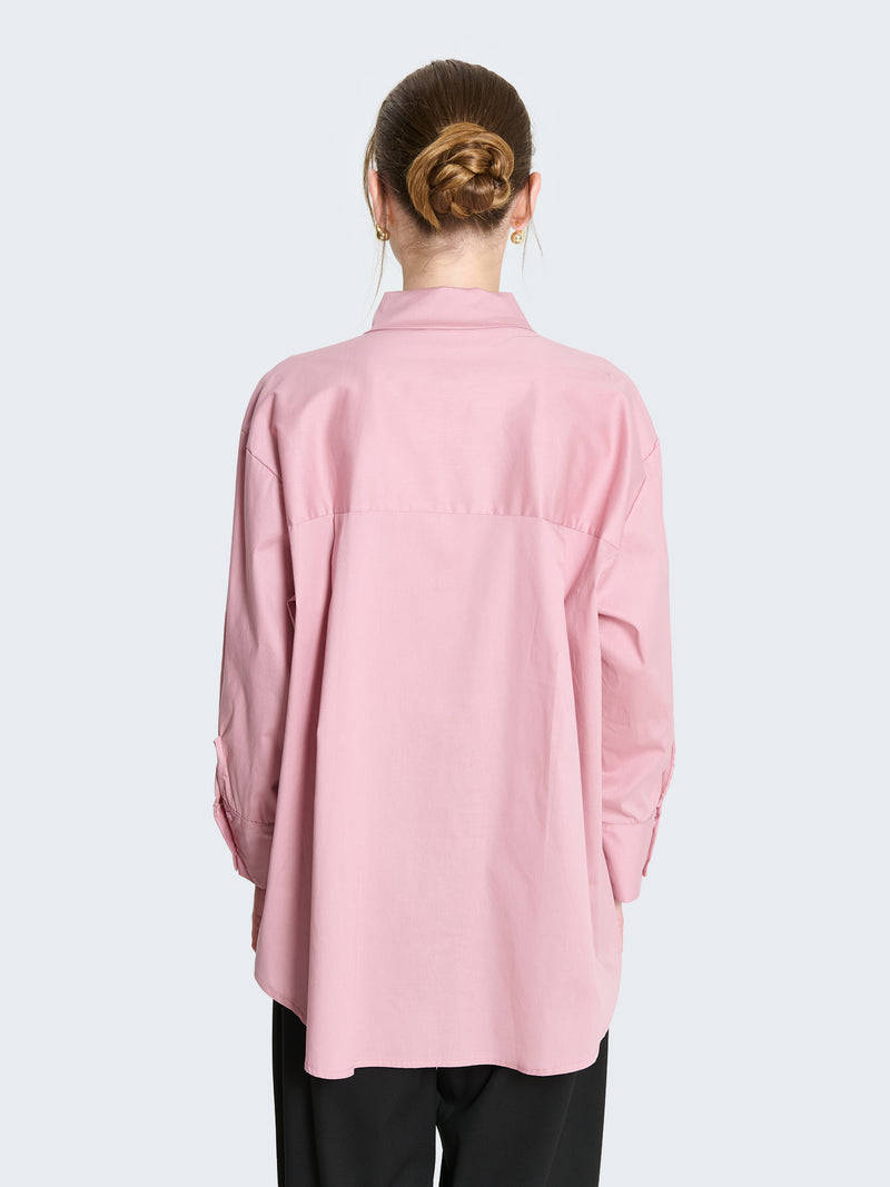 Camicia popeline con bottoni gioiello