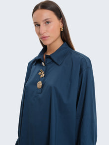 Camicia popeline con bottoni gioiello