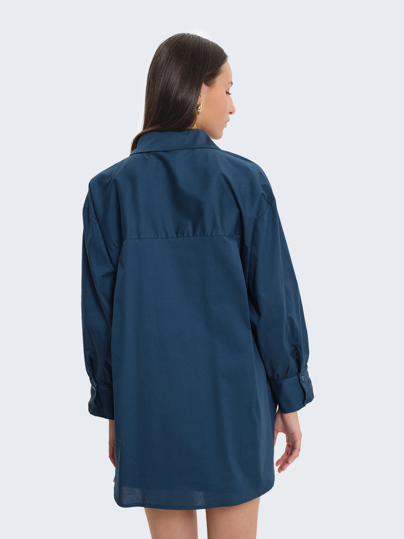 Camicia popeline con bottoni gioiello