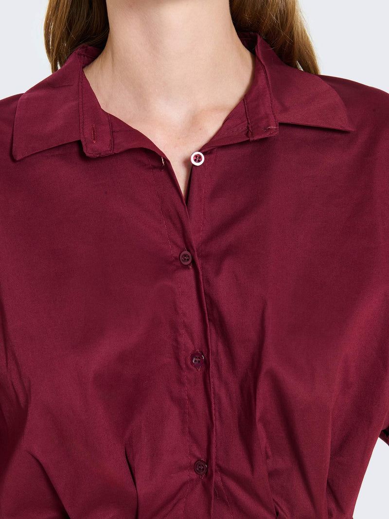 Camicia cropped con maniche corte ampie