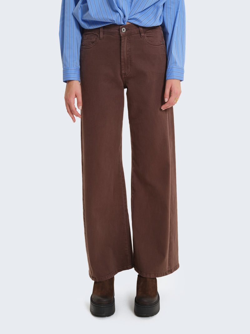 Jeans wide leg marroni