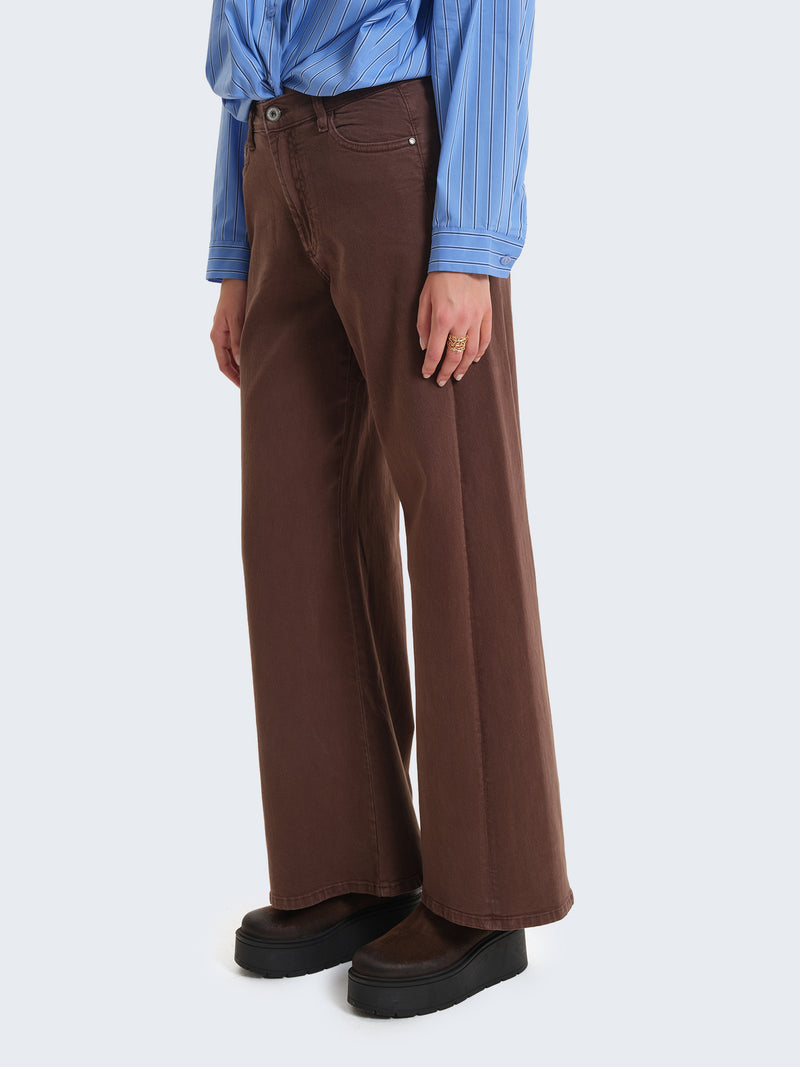 Jeans wide leg marroni