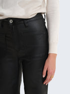 High-waisted faux leather-effect coated palazzo trousers