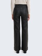 High-waisted faux leather-effect coated palazzo trousers