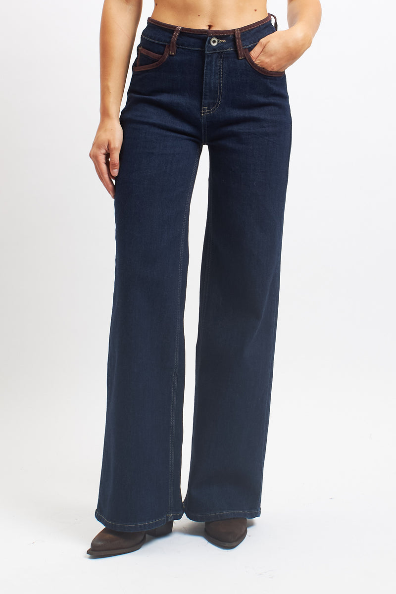 Jeans regular con inserti marrone