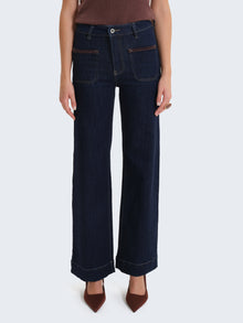 Jeans palazzo a vita alta con tasche