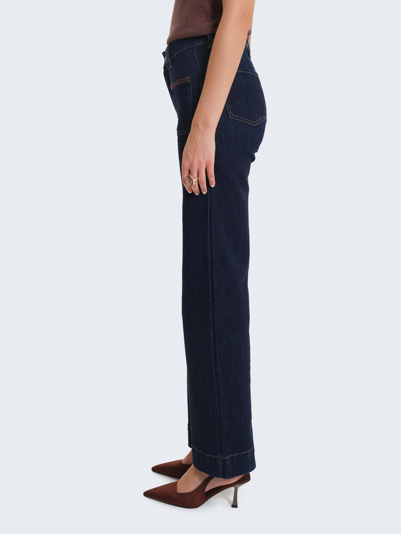 Jeans palazzo a vita alta con tasche