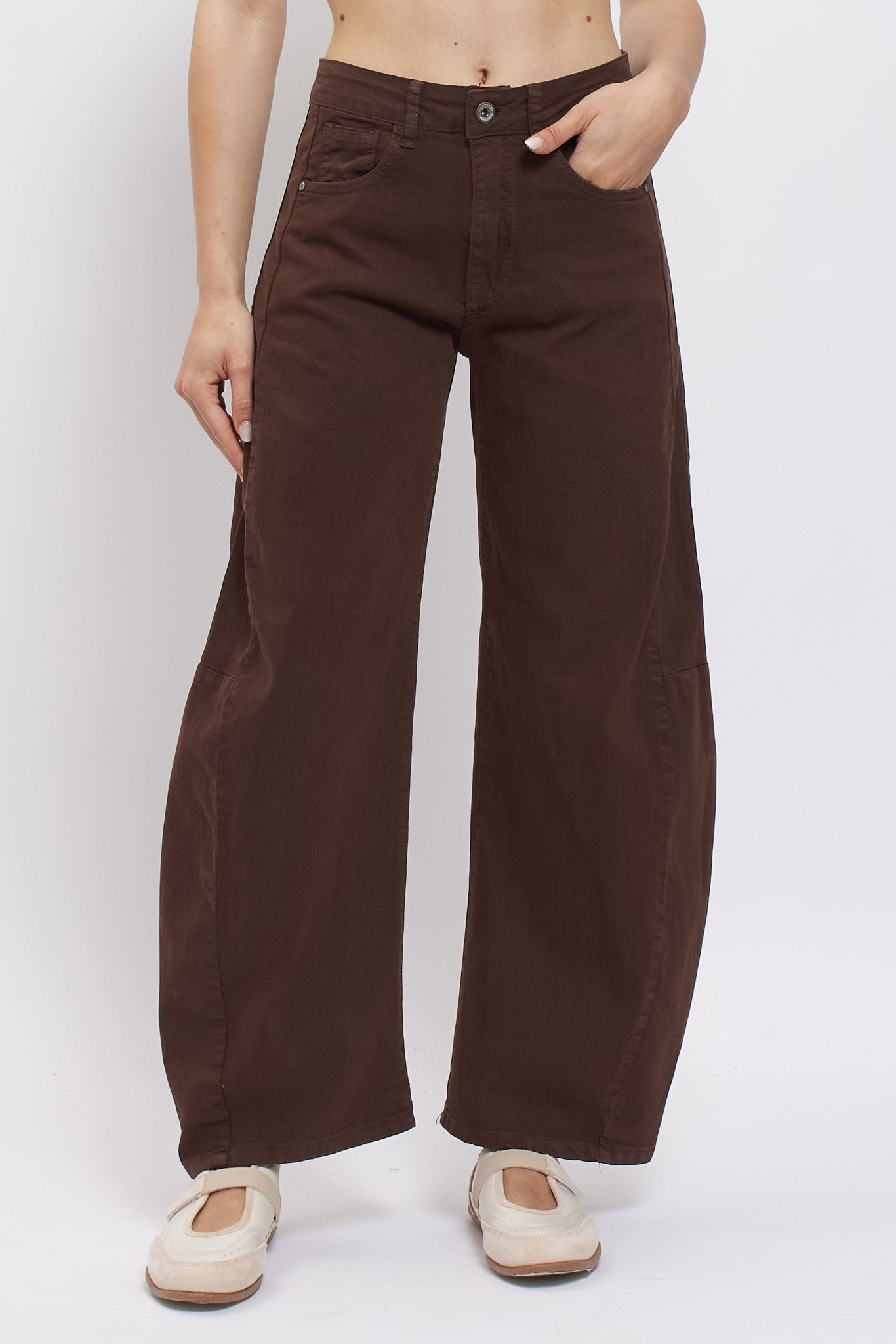 Pantalone barrel in cotone