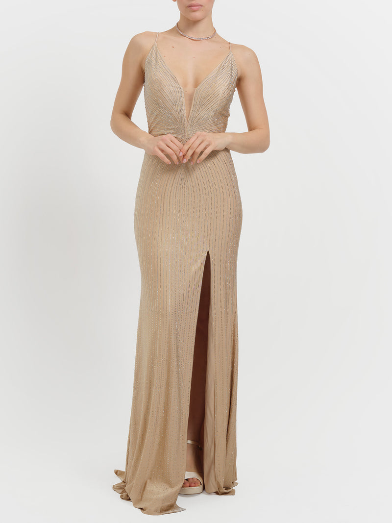 Abito lungo con strass