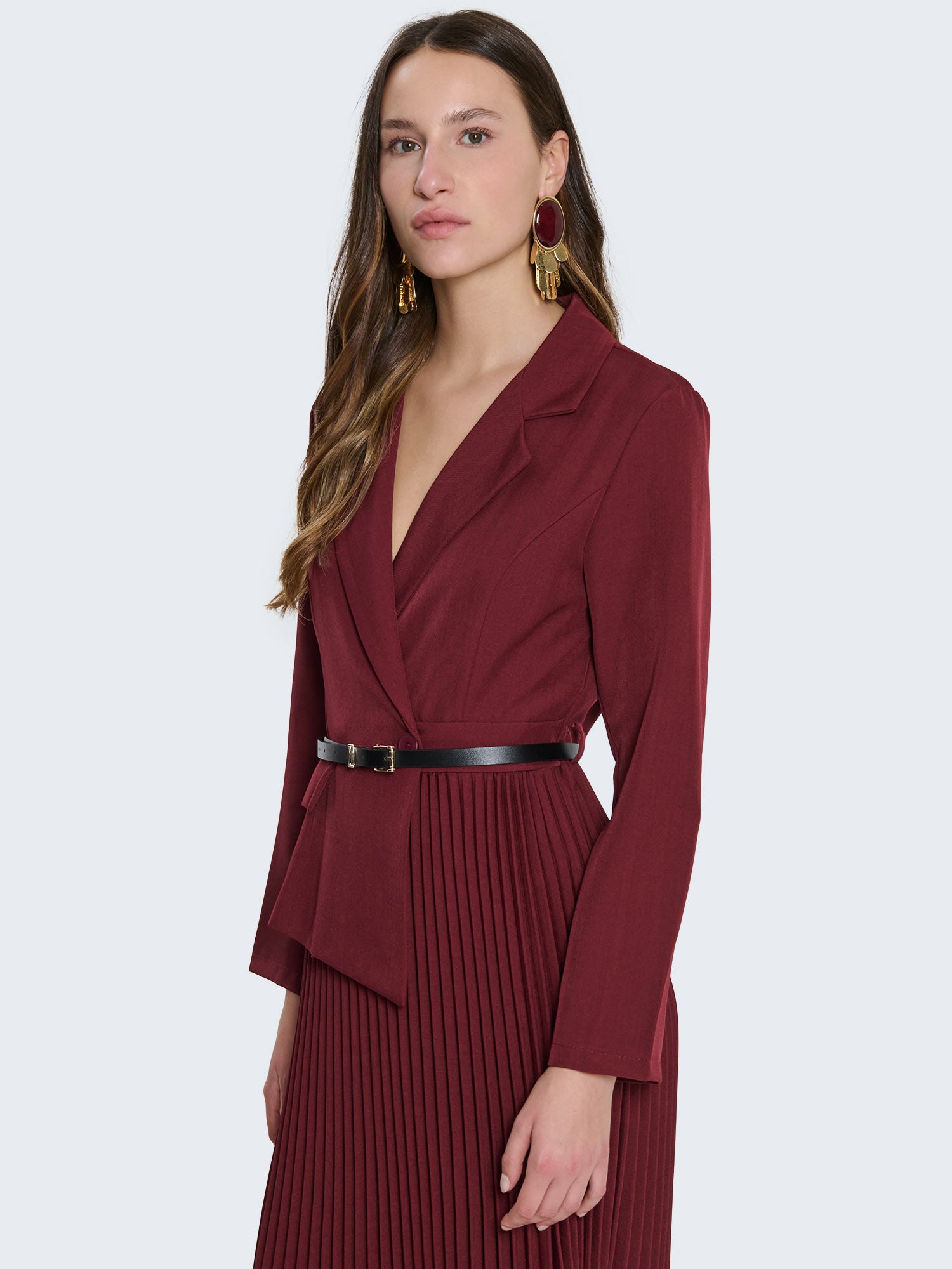 Abito lungo con gonna plissè