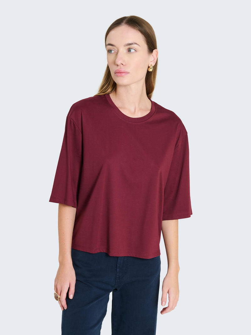 T-shirt boxy con maniche a tre quarti