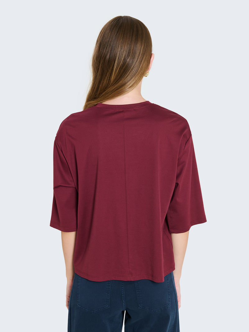 T-shirt boxy con maniche a tre quarti