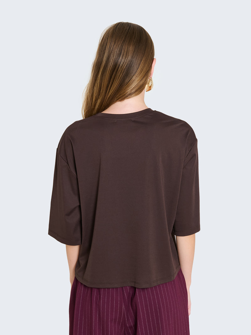 T-shirt boxy con maniche a tre quarti