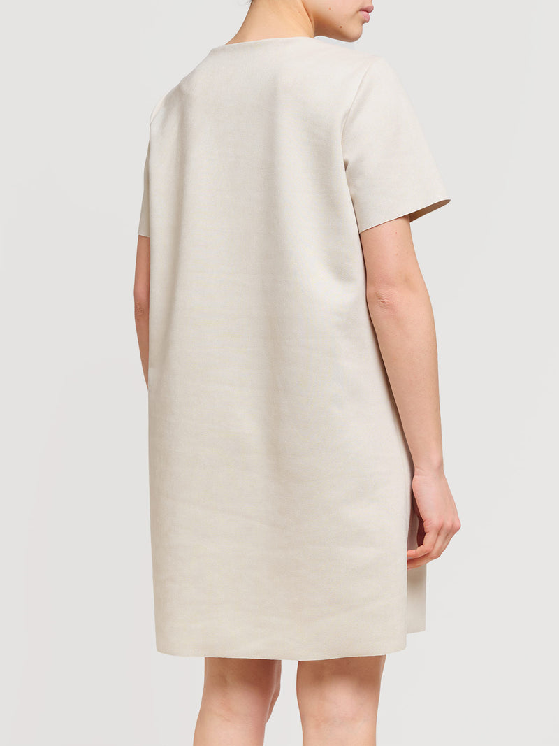 Abito corto in ecodaino con strass