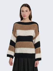 Maglione a righe orizzontali tricolori