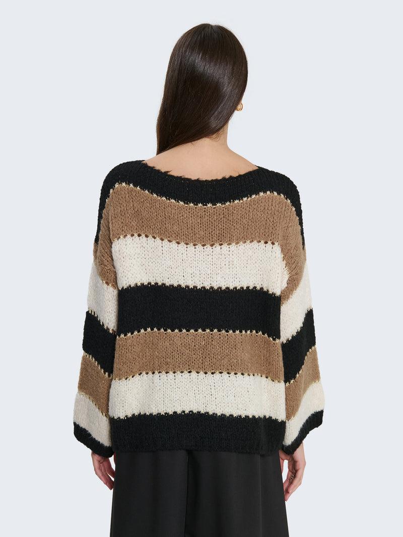 Maglione a righe orizzontali tricolori