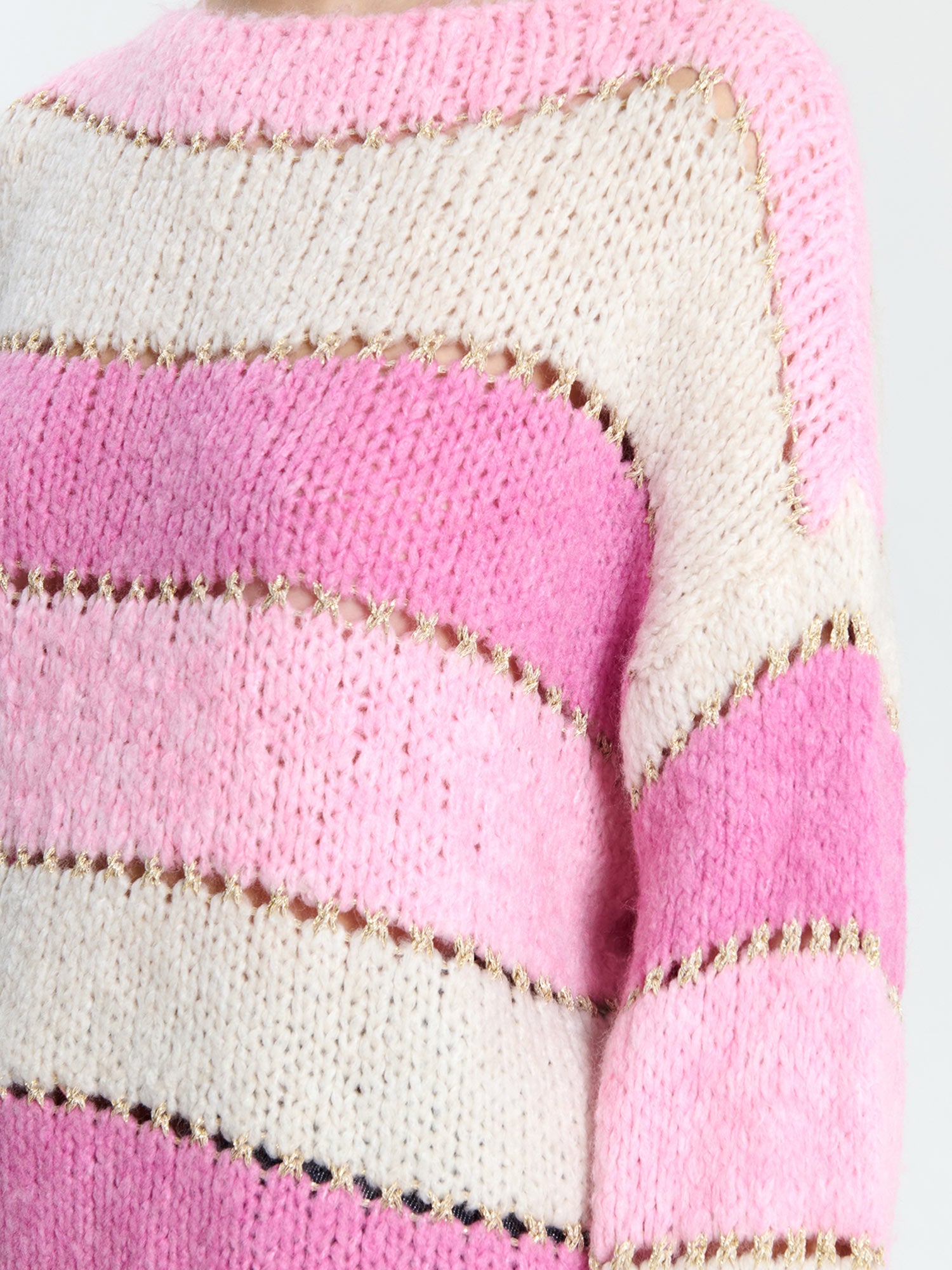 Maglione a righe orizzontali tricolori