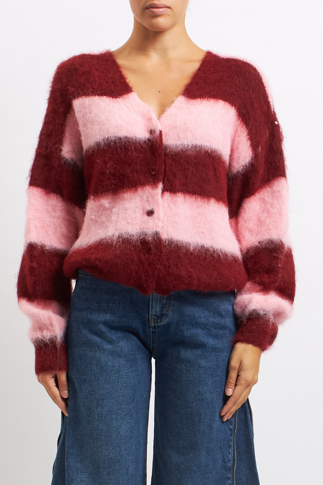 Cardigan a righe in lana