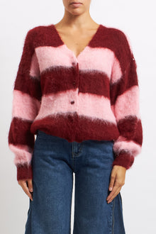 Cardigan a righe in lana