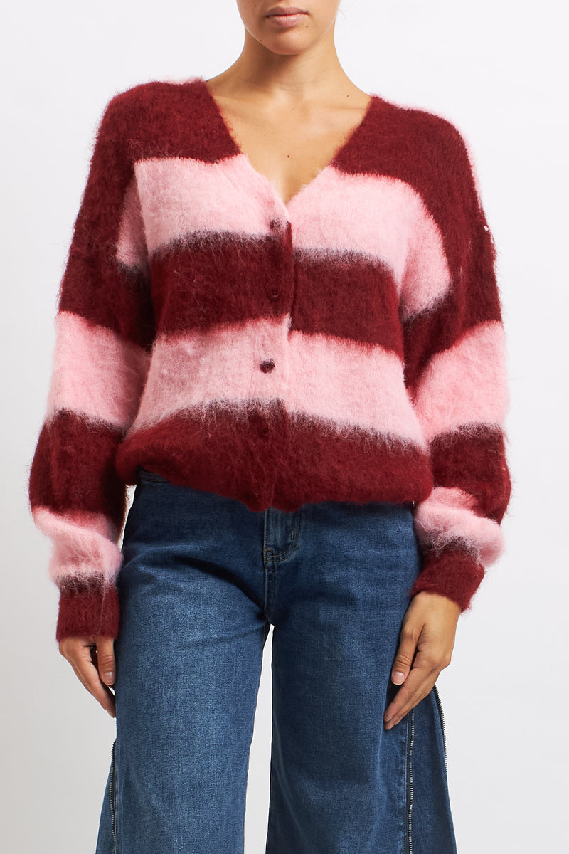 Striped wool cardigan
