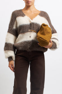Cardigan a righe in lana
