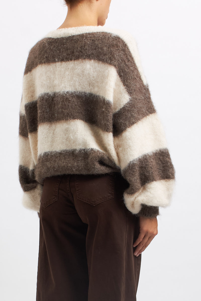 Striped wool cardigan