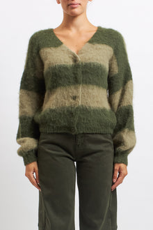 Cardigan a righe in lana