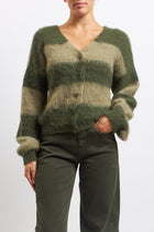 Cardigan a righe in lana