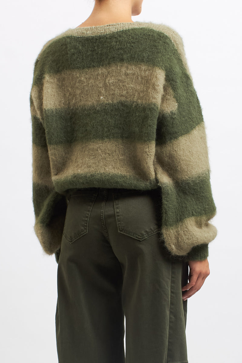 Striped wool cardigan
