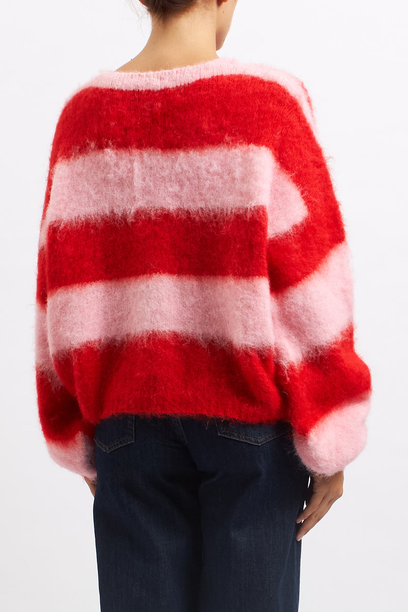 Striped wool cardigan
