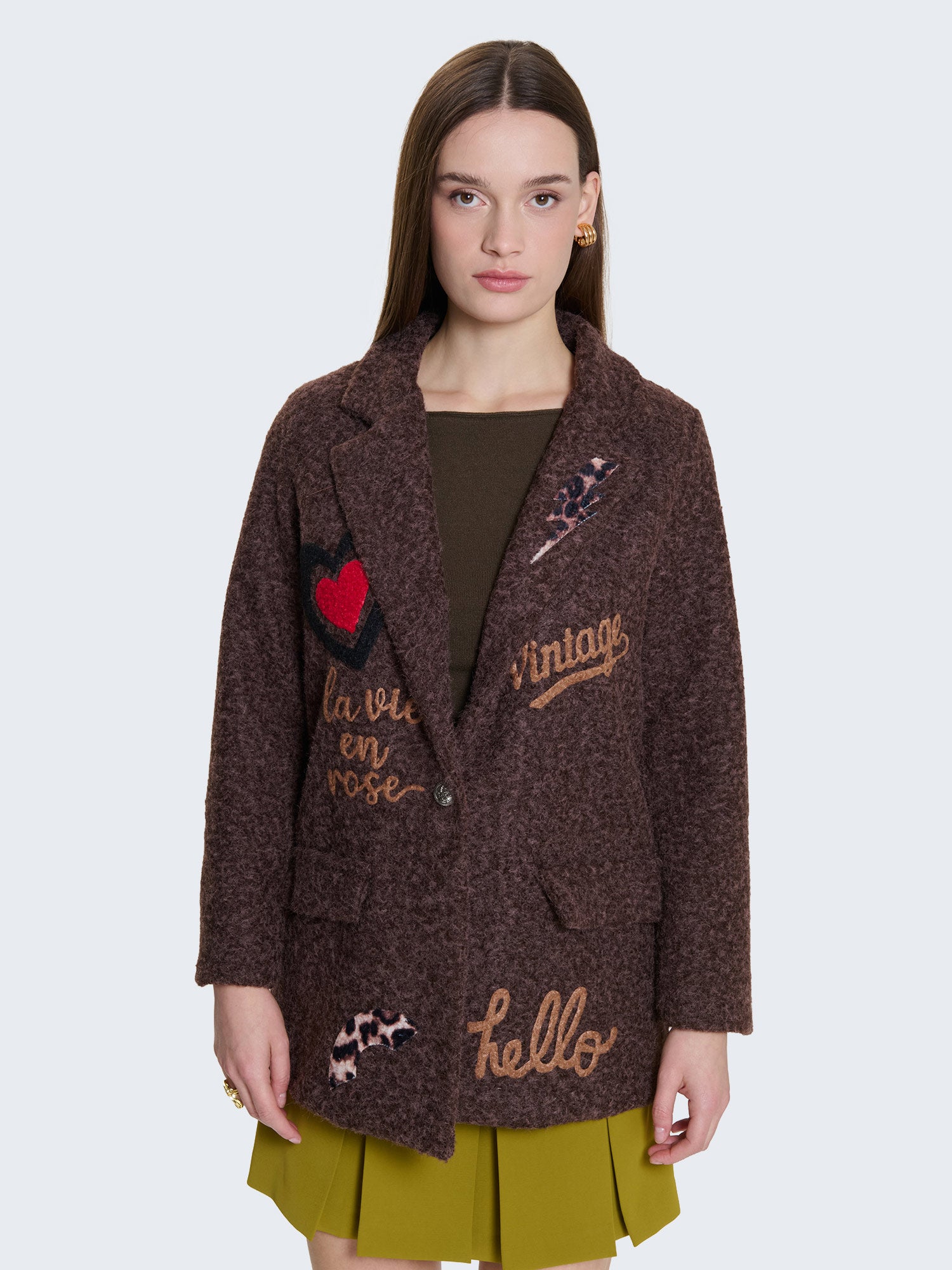 Blazer in lanacotta con patch