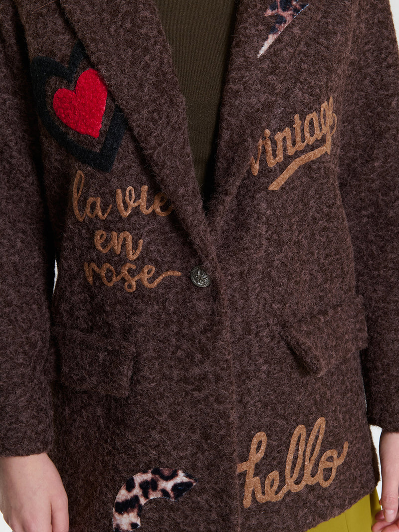 Blazer in lanacotta con patch