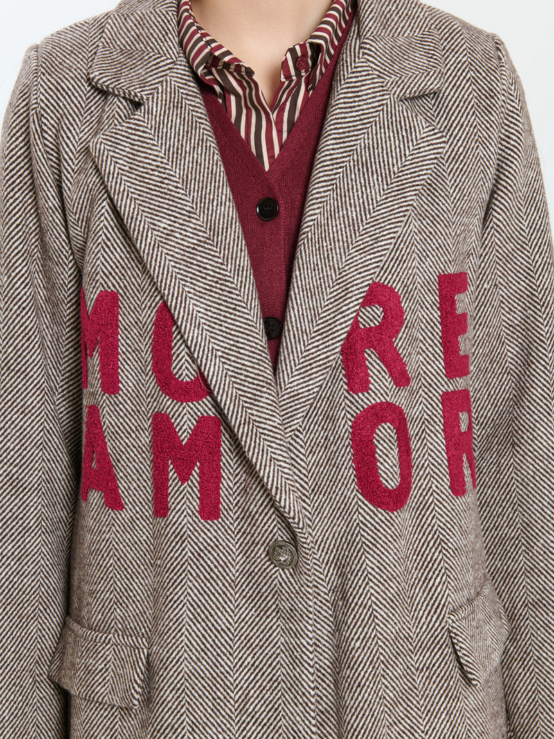 Blazer spigato con scritta More Amor