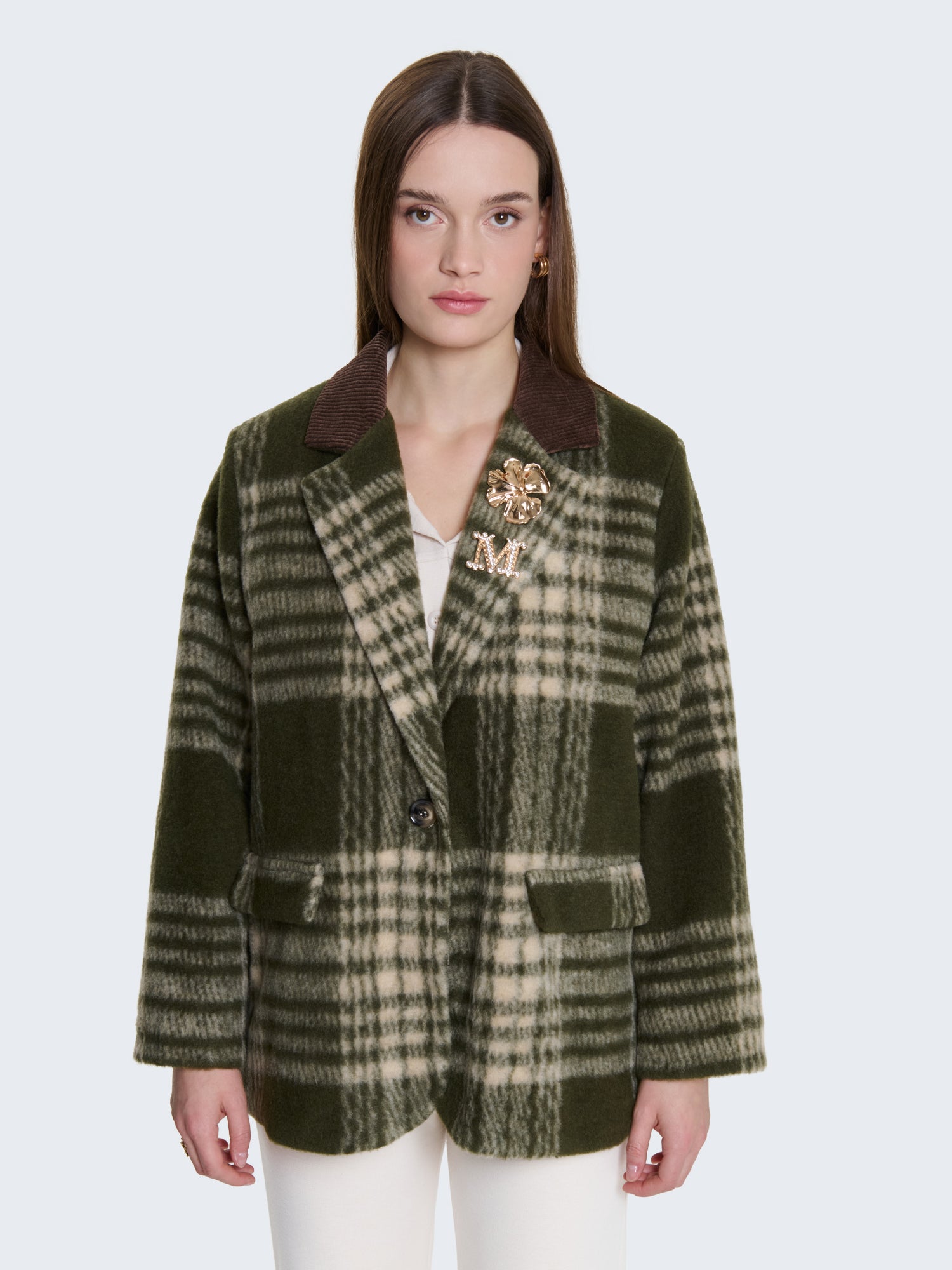 Blazer in lana cotta a quadri