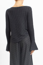 Maglia asimmetrica con manica volant